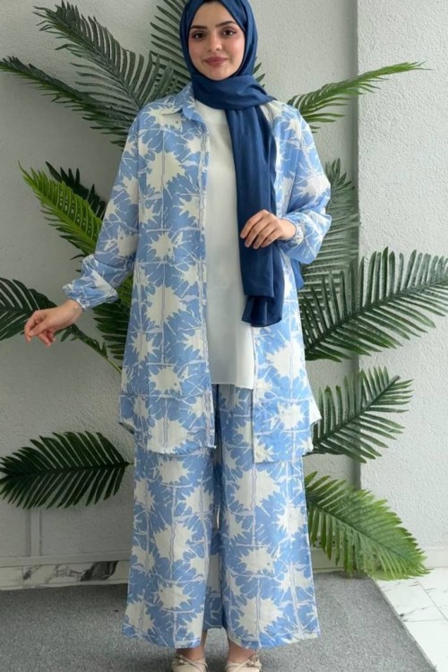 Şahane Pantolonlu Tunik Takım Mavi