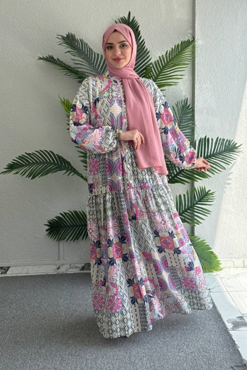 Aylin Mango Elbise Pembe