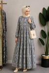 GÜLCAN KEMERLİ MANGO ELBİSE Mavi