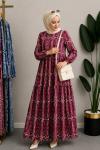 GÜLCAN KEMERLİ MANGO ELBİSE Bordo