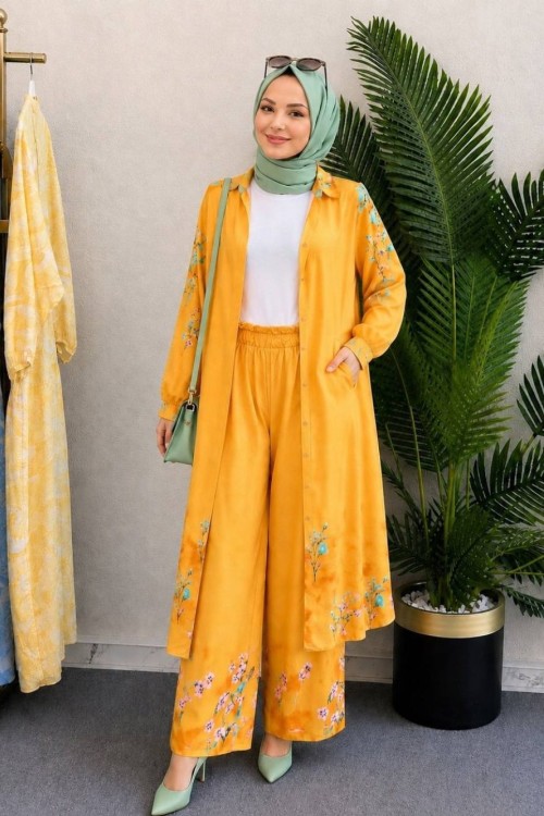 Selena İkili Tunik Takım Turuncu