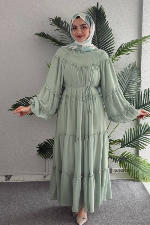 Kat Kat Şifon Elbise