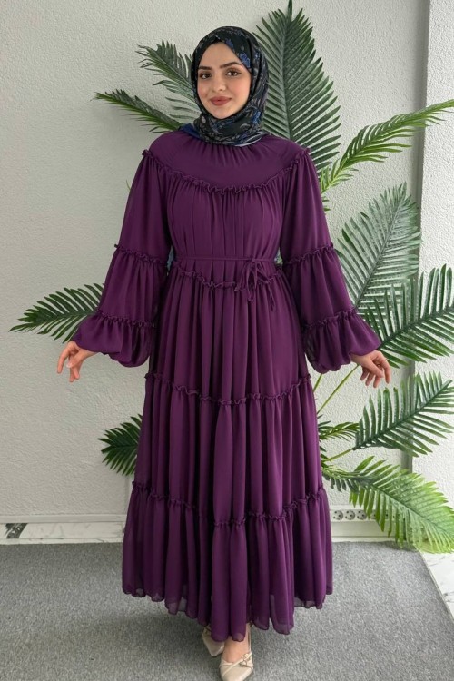 Kat Kat Şifon Elbise