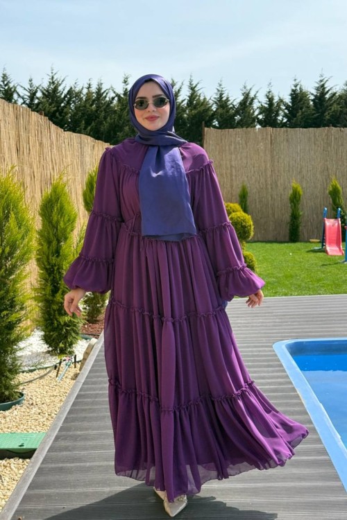 Kat Kat Şifon Elbise