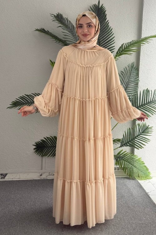 Kat Kat Şifon Elbise