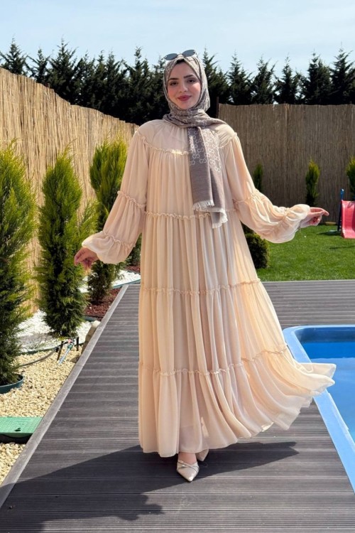 Kat Kat Şifon Elbise