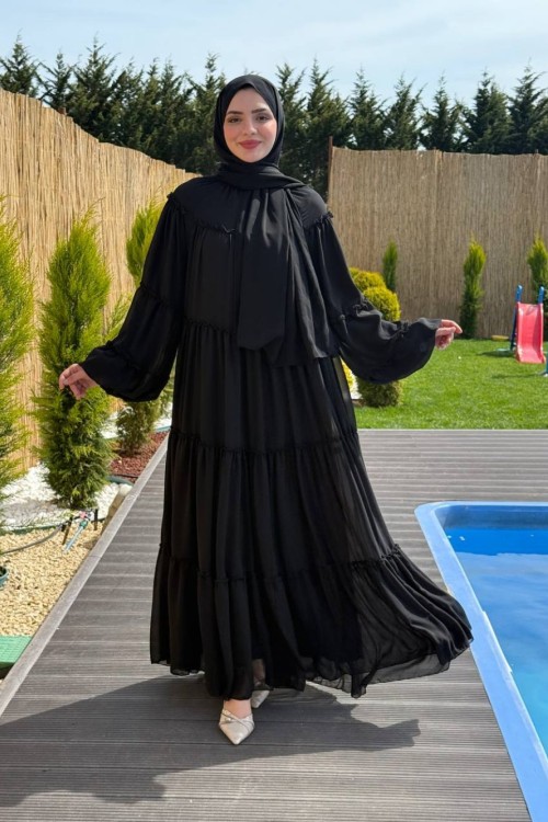 Kat Kat Şifon Elbise