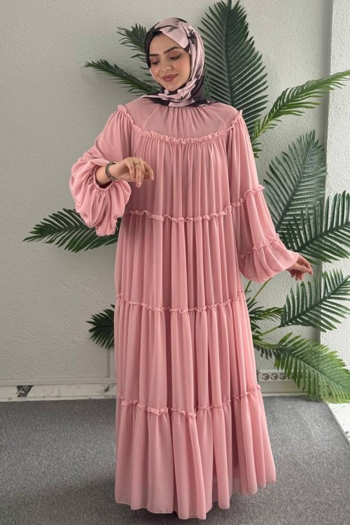 Kat Kat Şifon Elbise