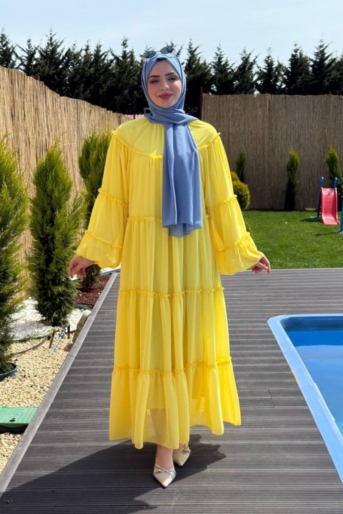 Kat Kat Şifon Elbise