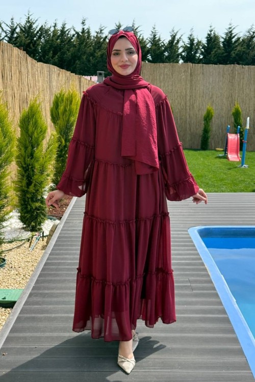 Kat Kat Şifon Elbise