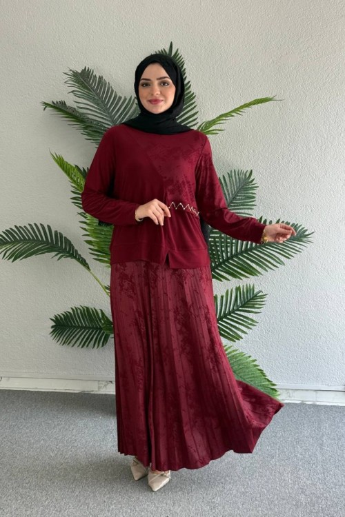 Helin Etekli Takım Bordo