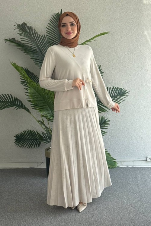 Helin Etekli Takım Bej