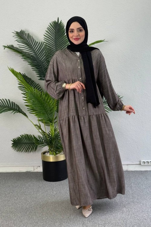 Berrak Elbise Koyu Vizon