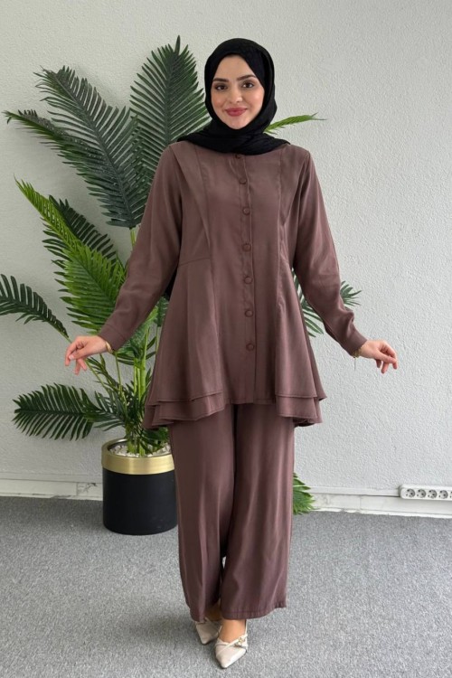 Çiğdem İkili Takıım Kahverengi