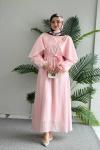 Asude Pelerinli Elbise Pembe