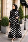 Duru Puantiyeli Elbise  Siyah