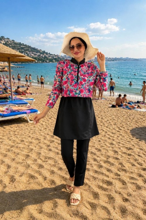 Gaye Tesettür Mayo-Haşema Pembe