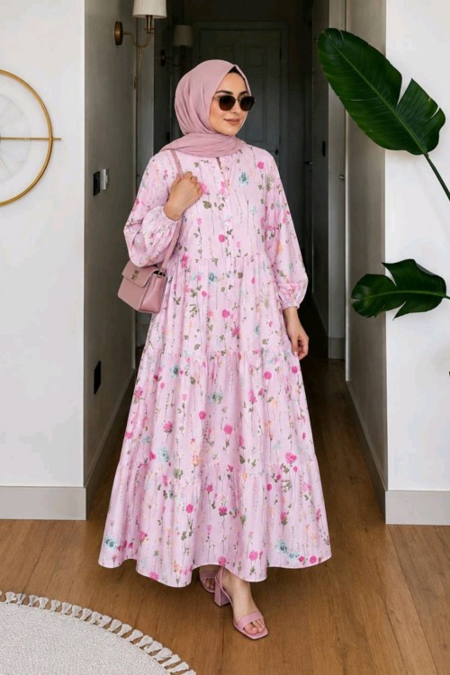 Orkide keten Elbise  Pembe