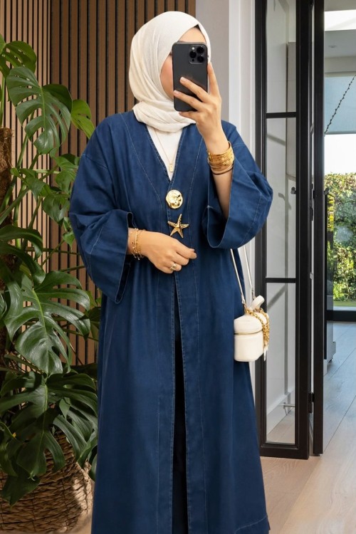Alya Kot Kimono Gök Mavi