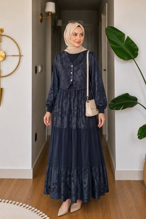 Aslı buzi elbise Lacivert