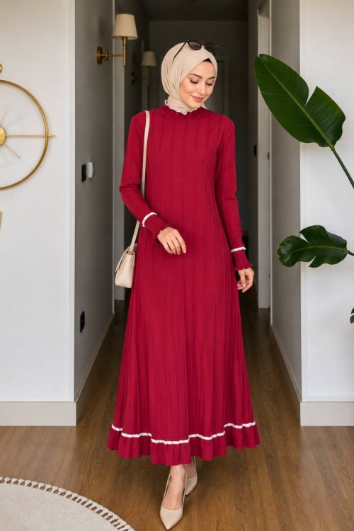 Ceyda Merserize Elbise Kırmızı