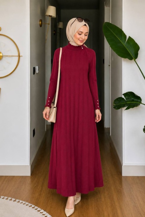 Yüsra Merserize Elbise Kırmızı