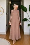 Yüsra Merserize Elbise Camel