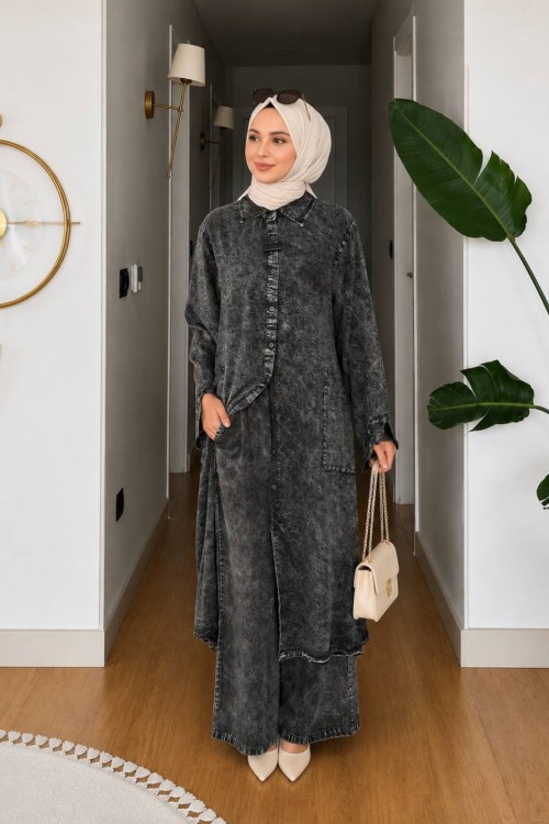 Firdevs Pantolonlu Tunik Takım Siyah