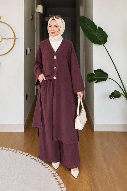 Işıl Pantolonlu İkili Takım Bordo