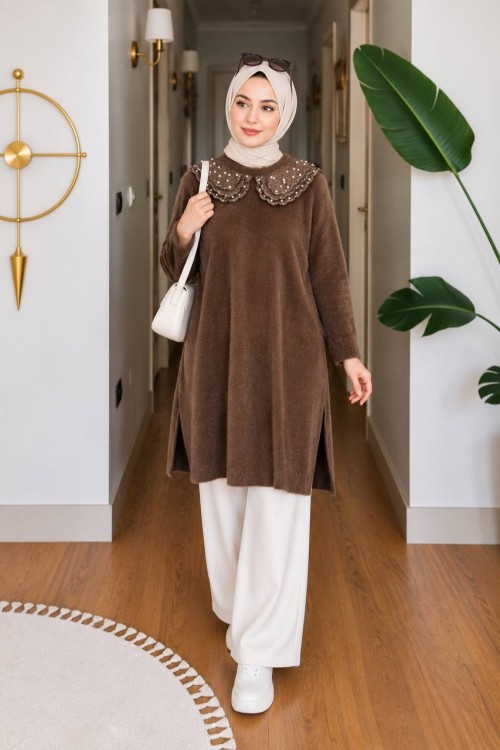 Nurdan Angora Hırka Kahverengi