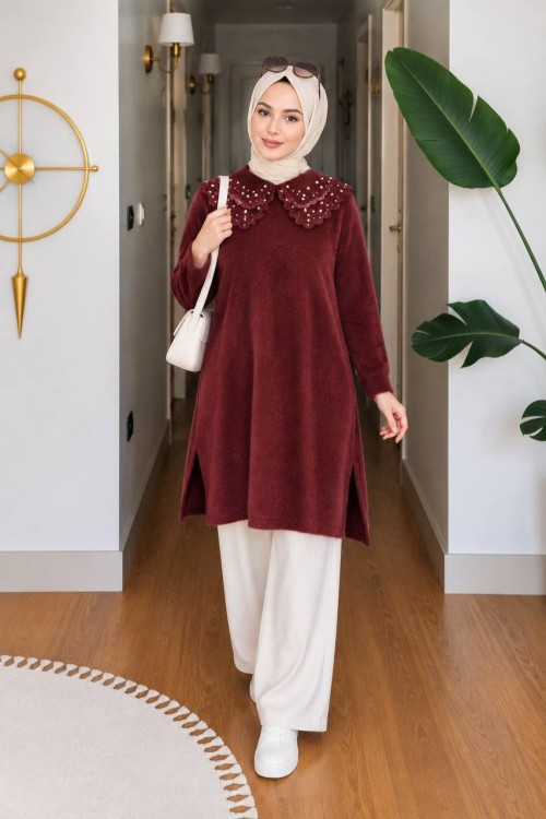 Nurdan Angora Hırka Bordo