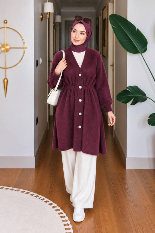 Sezin Angora Tunik Bordo