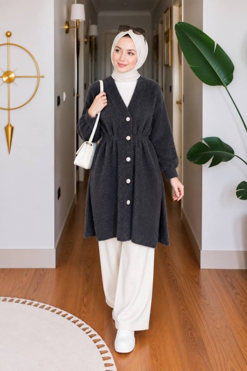 Sezin Angora Tunik Füme