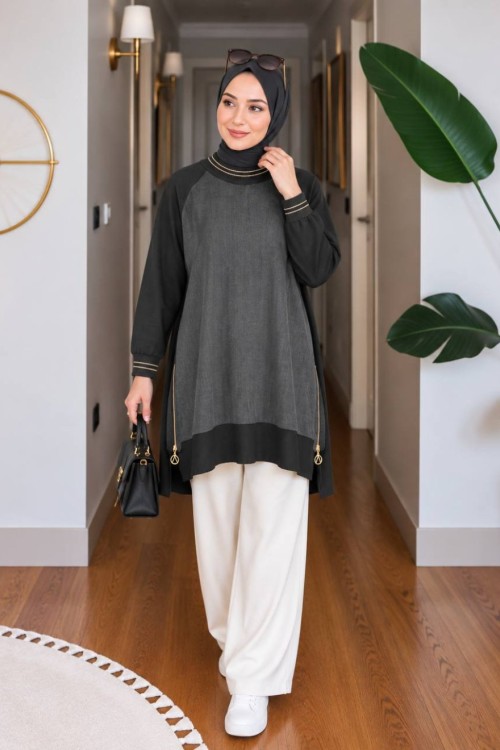 Pelin Kupra Tunik Siyah