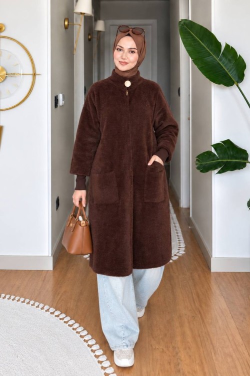  Helen Angora Kaban Kahverengi