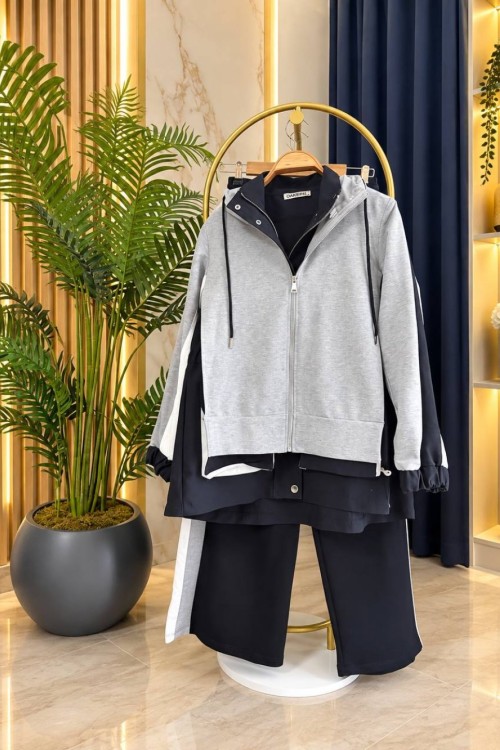 Selen Pantolonlu Spor Tunik Takım Gri