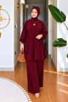 Meliha ikili tunik takım Bordo