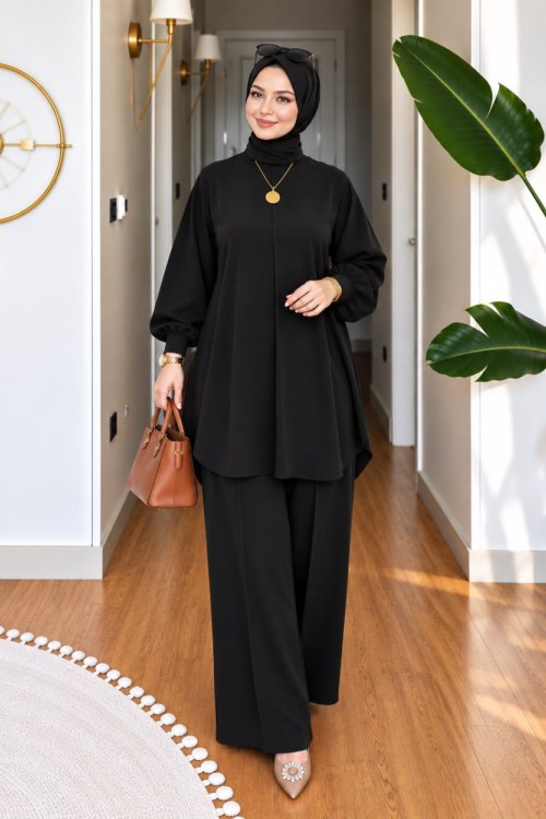 Meliha ikili tunik takım Siyah