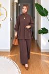 Meliha ikili tunik takım Kahverengi