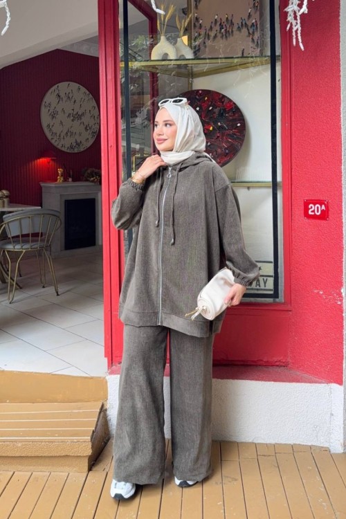 Lara Fermuarlı Tunik Takım Siyah