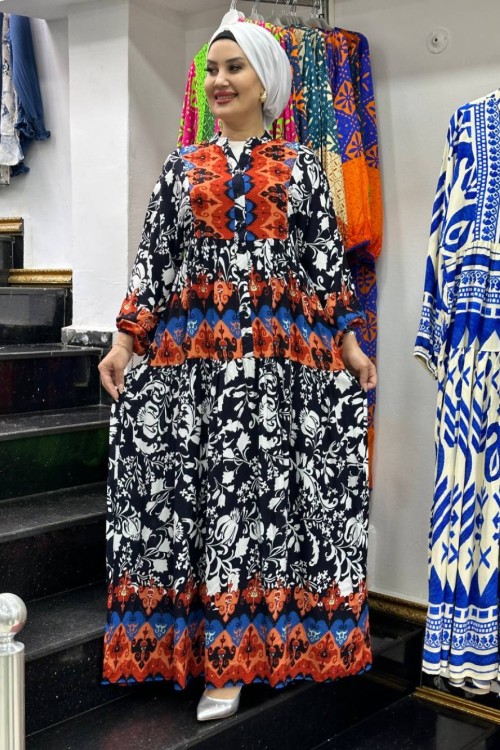 Lena elbise Siyah Kahverengi