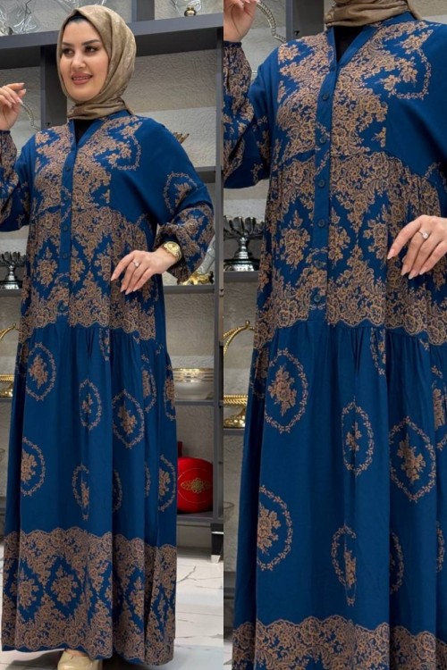 hürrem desenli viskon elbise