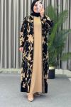 Ceylan Desenli Hırkalı Elbise takım
