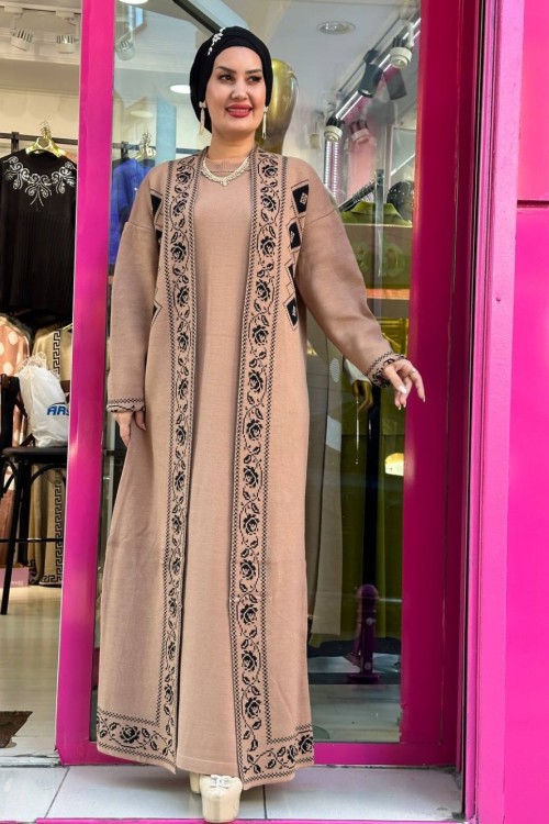 BİRİCİK Desenli Hırkalı Elbise takım