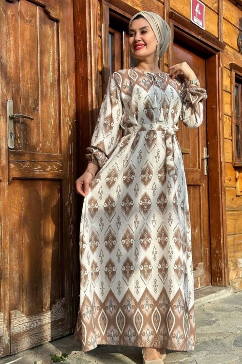 Baklava elbise elbise Kahverengi