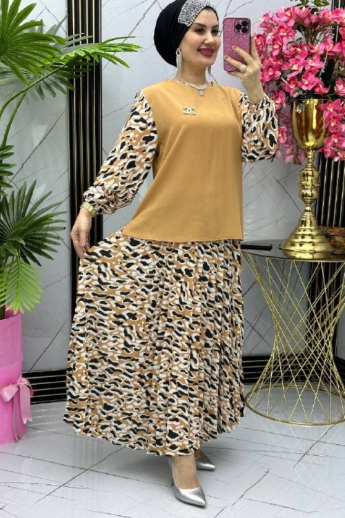 Leopar etekli takım  etekli takım