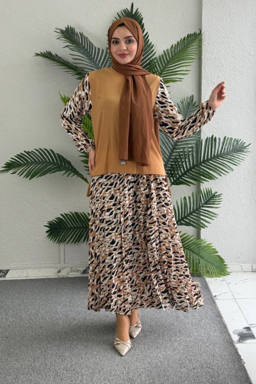 Leopar etekli takım  etekli takım